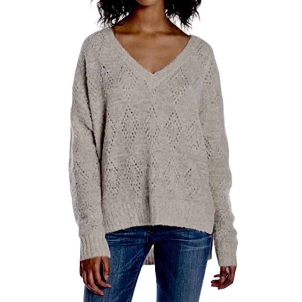 Scotch & Soda Maison Scotch V-Neck Sweater Alpaca Mohair Wool Blend Open Knit